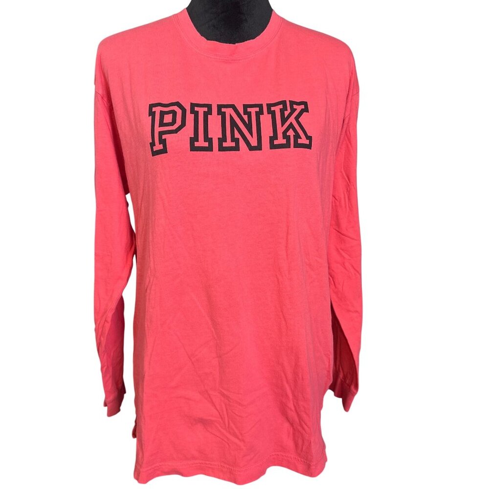 Pink Victorias Secret Long Sleeve T-Shirt Womens L Lightweight Cotton Casual
